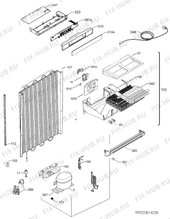 Взрыв-схема холодильника Electrolux EUN1443AOW - Схема узла Cooling system 017